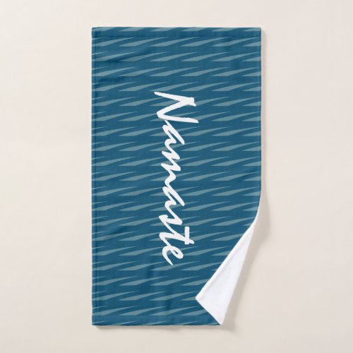 Namaste Quote Blue and Green Pattern Fitness Hand Towel