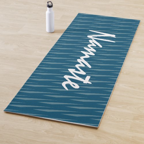 Namaste Quote Blue and Green Pattern Fitness Yoga Mat