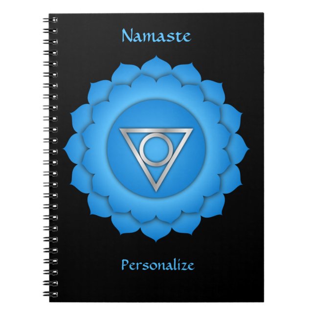 Namaste Quote Blue Throat Chakra Chi Personalize Notebook (Front)