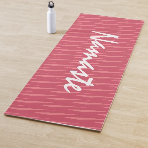 Namaste Quote Pink and Pink Coral Pattern Fitness Yoga Mat