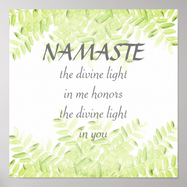 Namaste quote pretty nature green leaves design poster (Front)