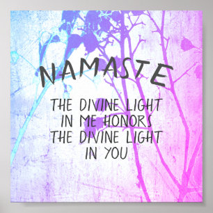 Namaste quote purple and blue nature art poster
