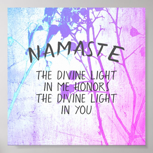 Namaste quote purple and blue nature art poster (Front)