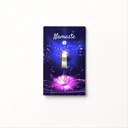 Namaste Quote Purple Crystal Lotus  Star Light Sw Light Switch Cover