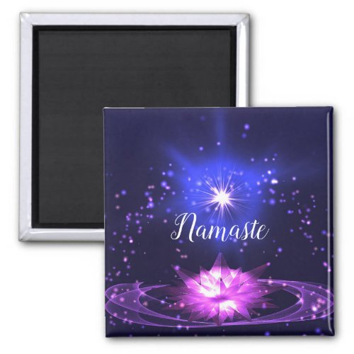 Namaste Quote Purple Crystal Lotus  Star Magnet