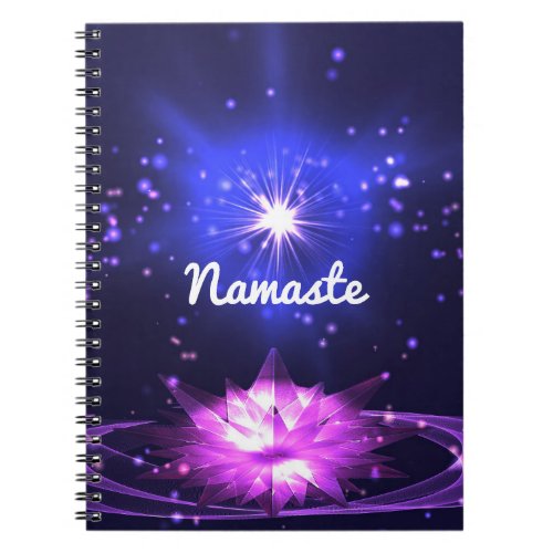 Namaste Quote Purple Crystal Lotus  Star Notebook