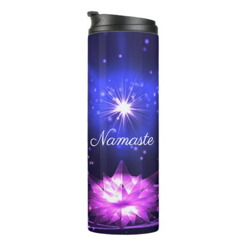 Namaste Quote Purple Crystal Lotus  Star Thermal Tumbler