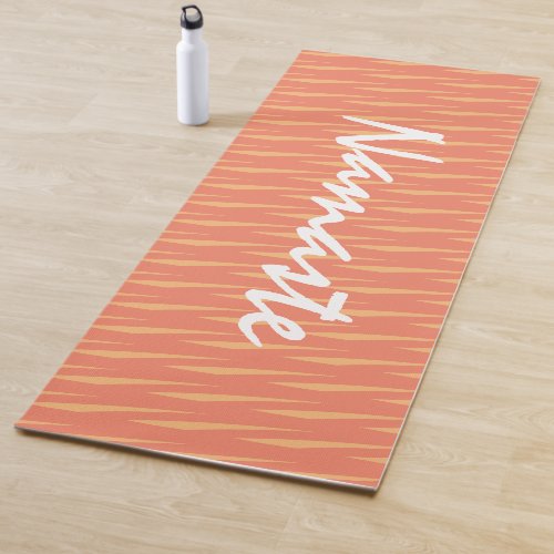 Namaste Quote Salmon and Coral Pattern Fitness Yoga Mat