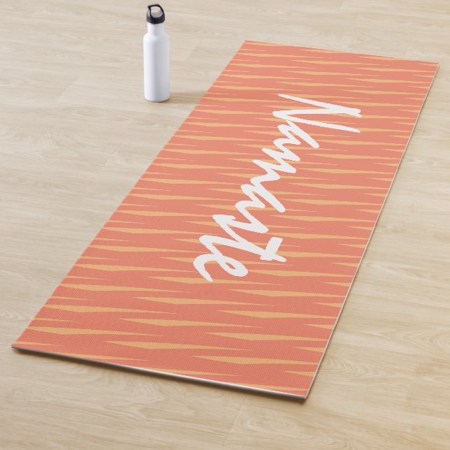 Namaste Quote Salmon and Coral Pattern Fitness Yoga Mat (In Situ)