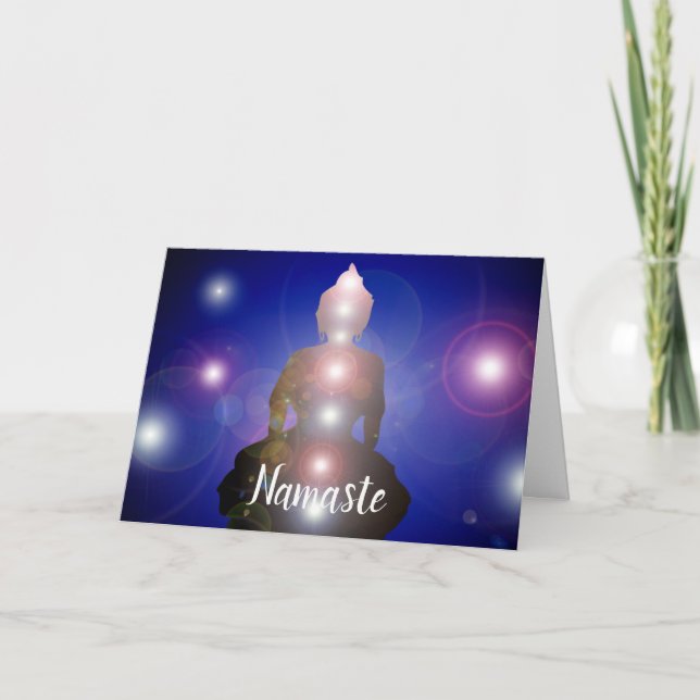 Namaste Quote Thank You Chakra Yoga Buddha Card (Front)