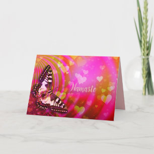 Namaste Quote Thank You Romantic Butterfly Hearts Card