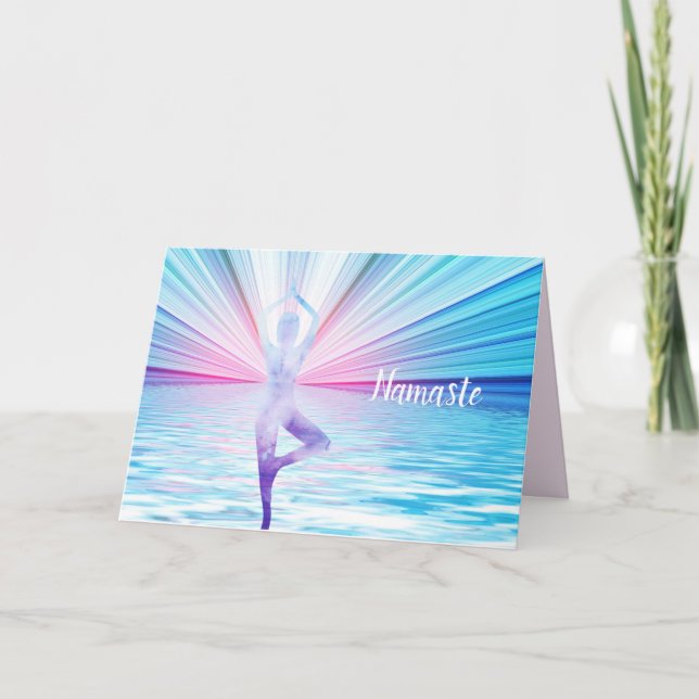 Namaste Quote Thank You Yoga Pose Tree of Life Card (Front)