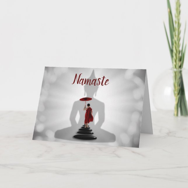 Namaste Quote Thank You Zen Buddha Monk Card (Front)