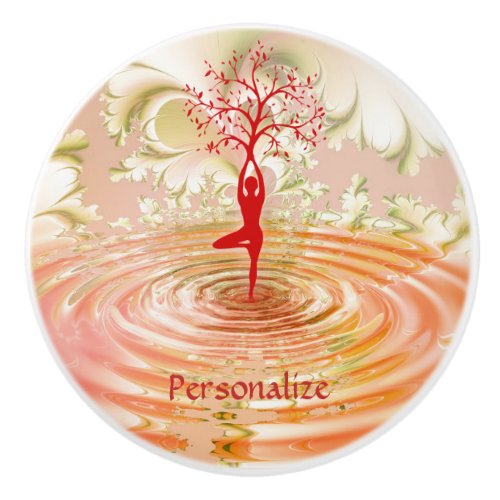 Namaste Quote Tree of Life Zen Yoga Ceramic Knob