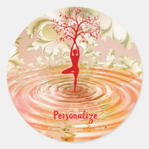 Namaste Quote Tree of Life Zen Yoga Classic Round Sticker
