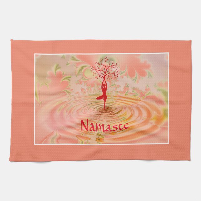 Namaste Quote Tree of Life Zen Yoga Kitchen Towel (Horizontal)