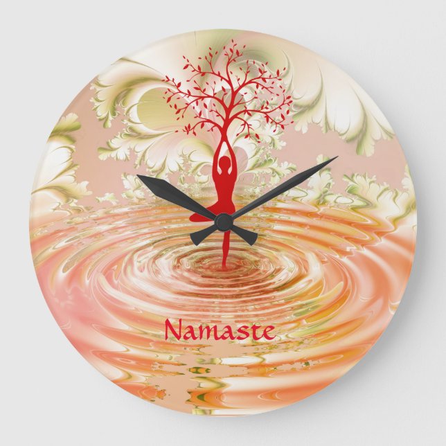 Namaste Quote Tree of Life Zen Yoga Large Clock (Front)