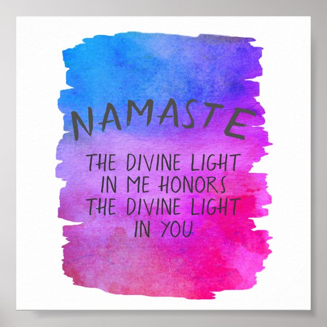 Namaste quote watercolor paint design poster (Front)