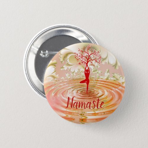 Namaste Quote Yoga Tree of Life Zen Button