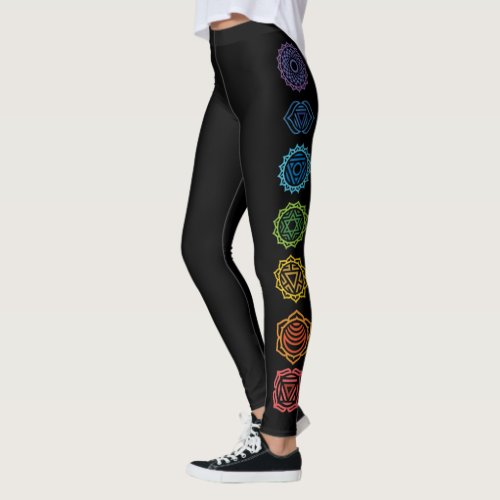 Namaste Rainbow Colored Chakras Leggings