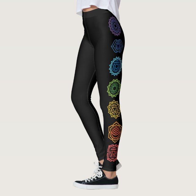 Namaste Rainbow Colored Chakras Leggings (Left)