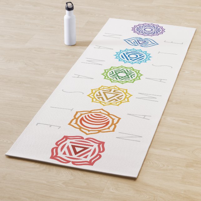 Namaste Rainbow Colored Chakras Yoga Mat (In Situ)