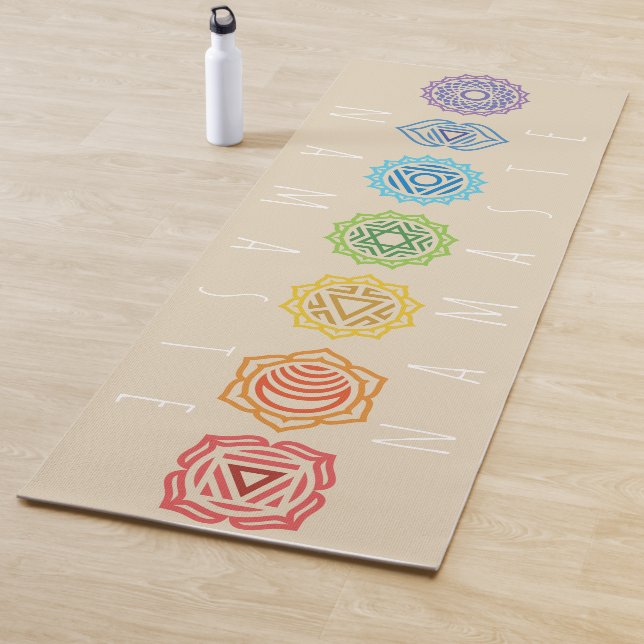 Namaste Rainbow Colored Chakras Yoga Mat (In Situ)