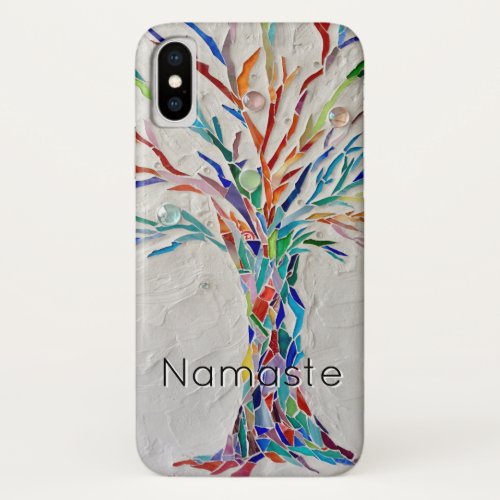 Namaste Rainbow Colored Tree iPhone X Case