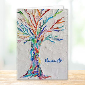 Namaste Rainbow Colors Tree of Life Card