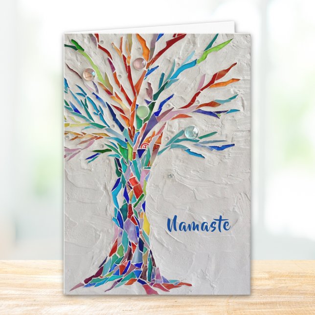 Namaste Rainbow Colors Tree of Life Card (Creator Uploaded)