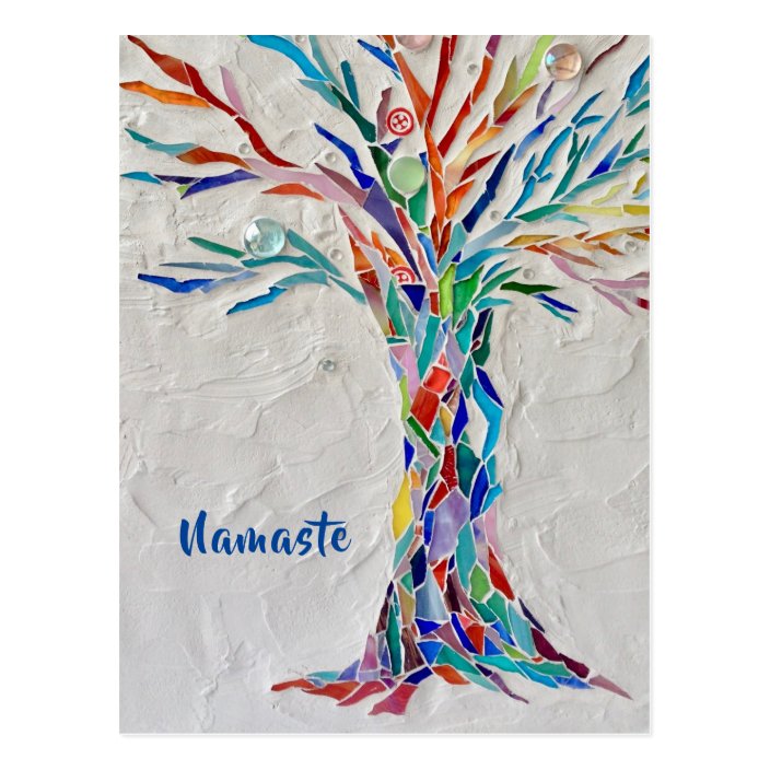 Namaste Rainbow Colors Tree Of Life Postcard Zazzle Com