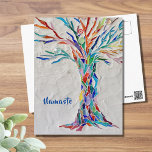 Namaste Rainbow Colors Tree of Life Postcard<br><div class="desc">This attractive postcard features a print of my Tree of Life mosaic. The original was made using many tiny pieces of brightly colored glass set into a pale grey grout. I have added the word Namaste but you can change this to another word or name to customize this card. Original...</div>
