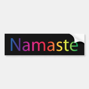 Namaste Rainbow Inspirational Quote Black Bumper Sticker