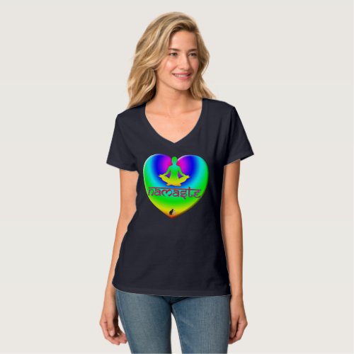 Namaste Rainbow Intentions Heart T_Shirt