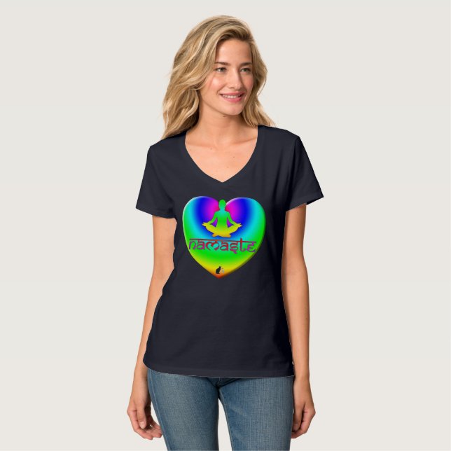 Namaste Rainbow Intentions Heart T-Shirt (Front Full)