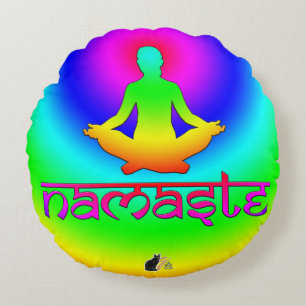 Namaste Rainbow Intentions Round Pillow