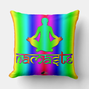Namaste Rainbow Intentions Throw Pillow