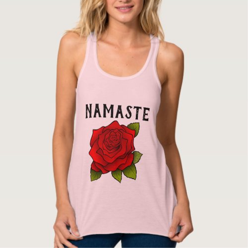 NAMASTE RED ROSE LADIES T_SHIRTS