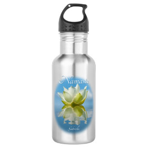 Namaste Reflecting Lotus Flower & Name Yoga Small Stainless Steel Water Bottle