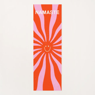 Namaste Retro Sun Abstract Orange Pink Yoga Mat