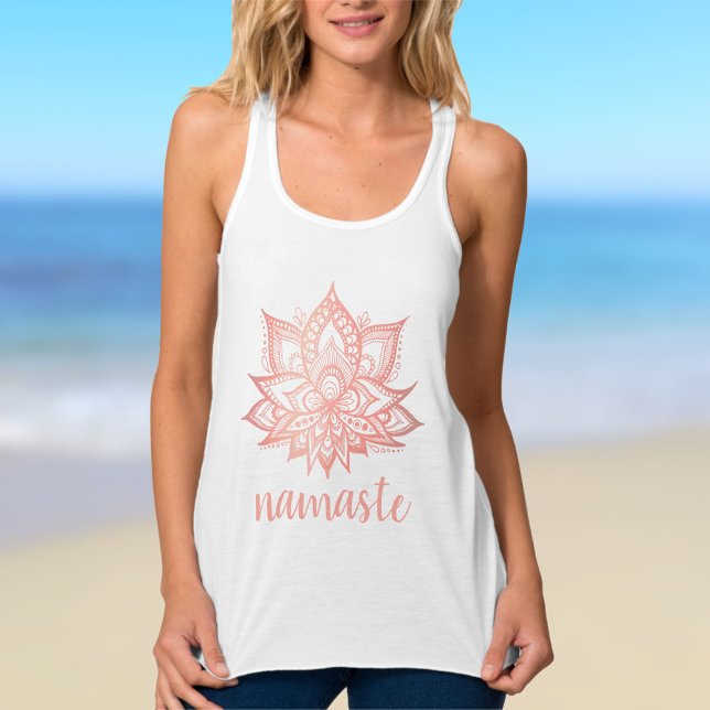 Namaste Rose Gold Lotus Flower Yoga Tank Top (Creator Uploaded)