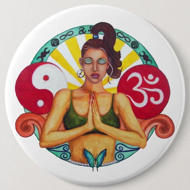 Namaste Round Magnet Pinback Button (Front)