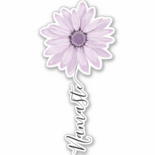 Namaste Script Lilac Daisy Flower Stem Sticker