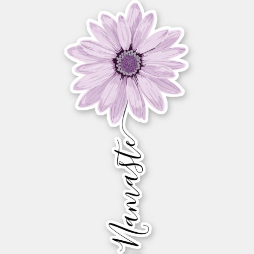 Namaste Script Lilac Daisy Flower Stem Sticker