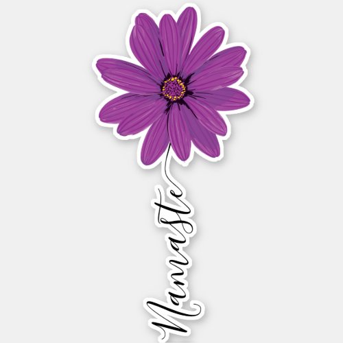 Namaste Script Purple Flower Stem Sticker
