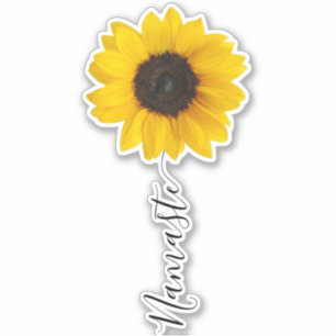 Namaste Script Sunflower Stem Sticker