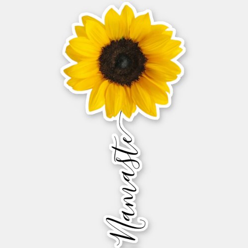 Namaste Script Sunflower Stem Sticker