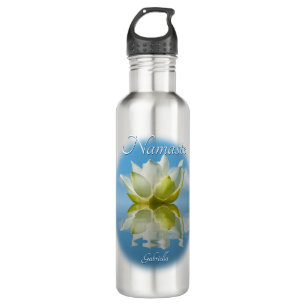 Namaste Serene Reflecting Lotus Flower & Name Yoga Stainless Steel Water Bottle