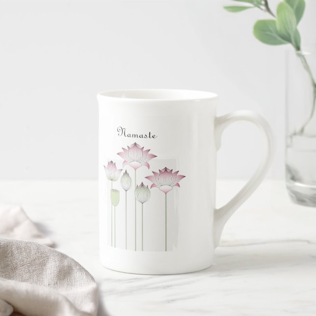 Namaste Simple Modern Lotus Flower Bone China Mug (Creator Uploaded)