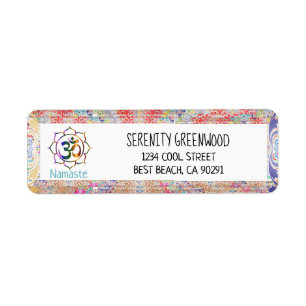 Namaste Spiritual Aum Om Lotus with Vintage Border Label